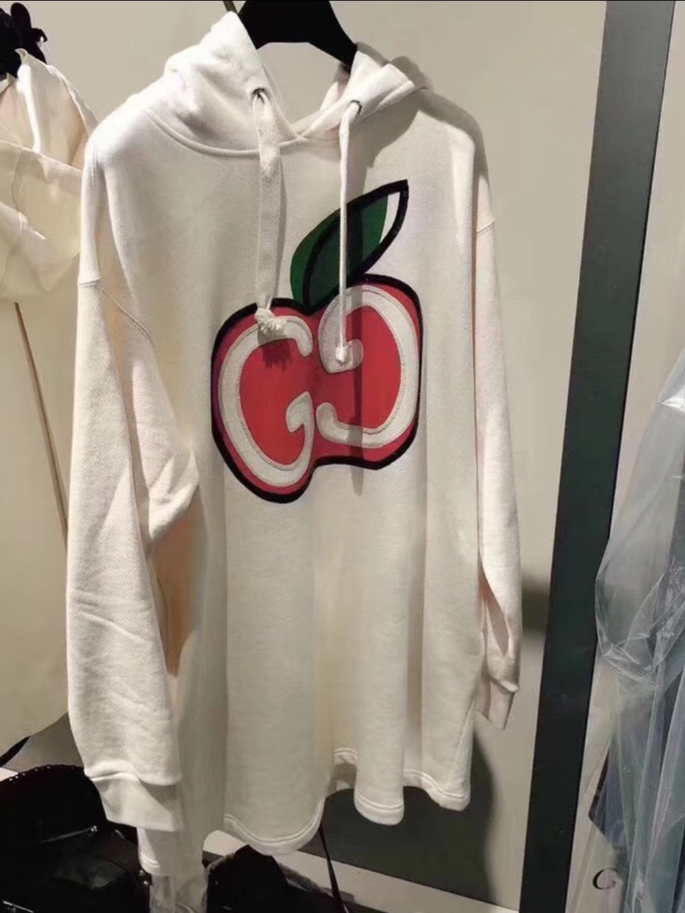 Gucci Off-White Hoodie with Red Detail